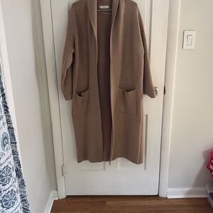 Long Open-Front Brown Women's Cardigan Sweater